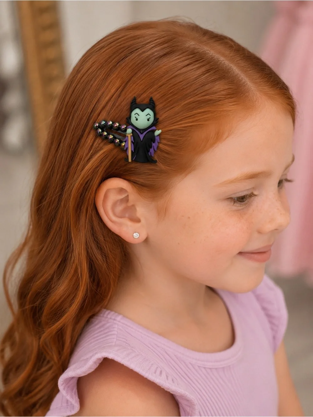Villain Maleficent-Style Iridescent Pearl Hair Clips